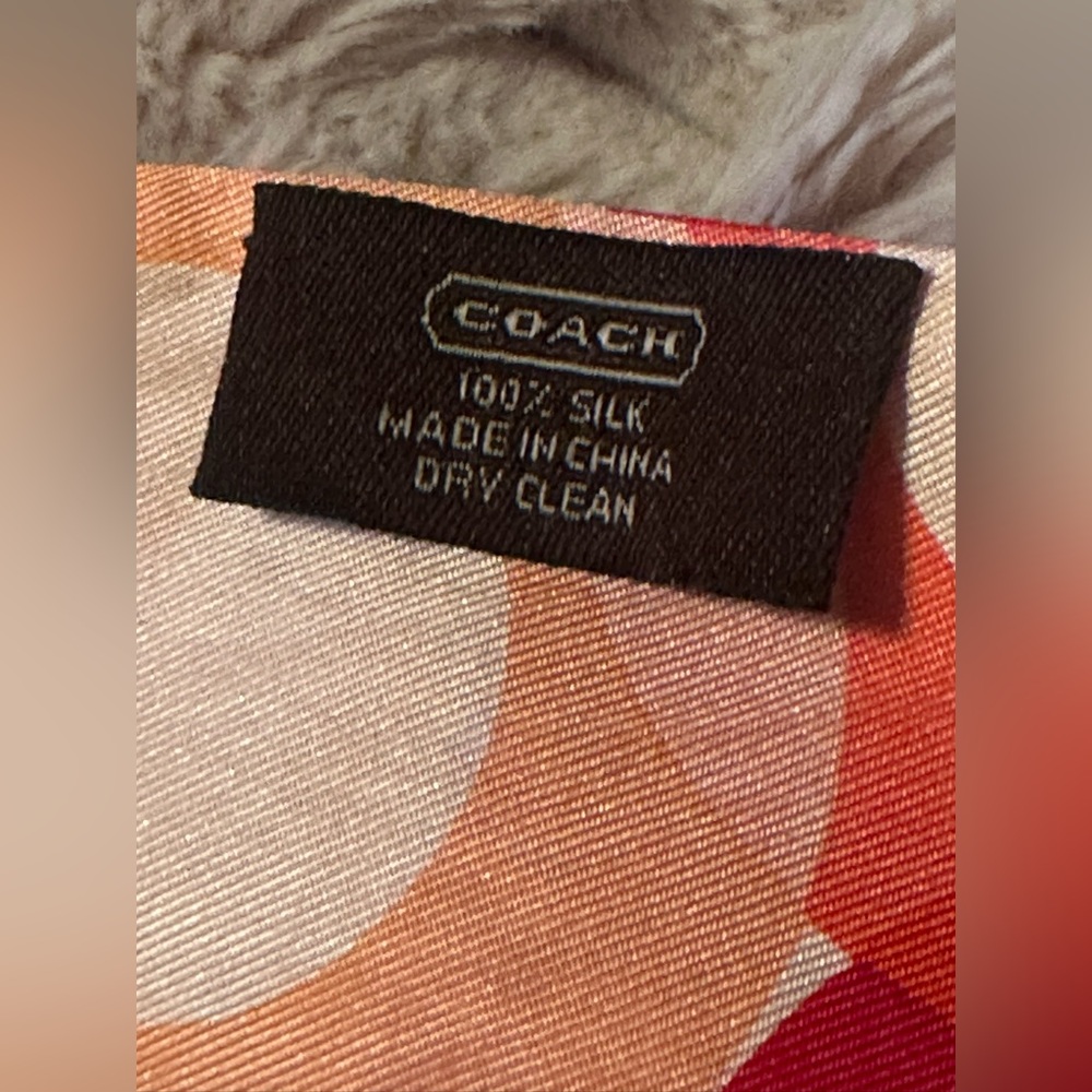 Auth. Coach Vintage Coral, Magenta and Pink Striped Signature Ponytail Scarf! - Picture 5 of 5